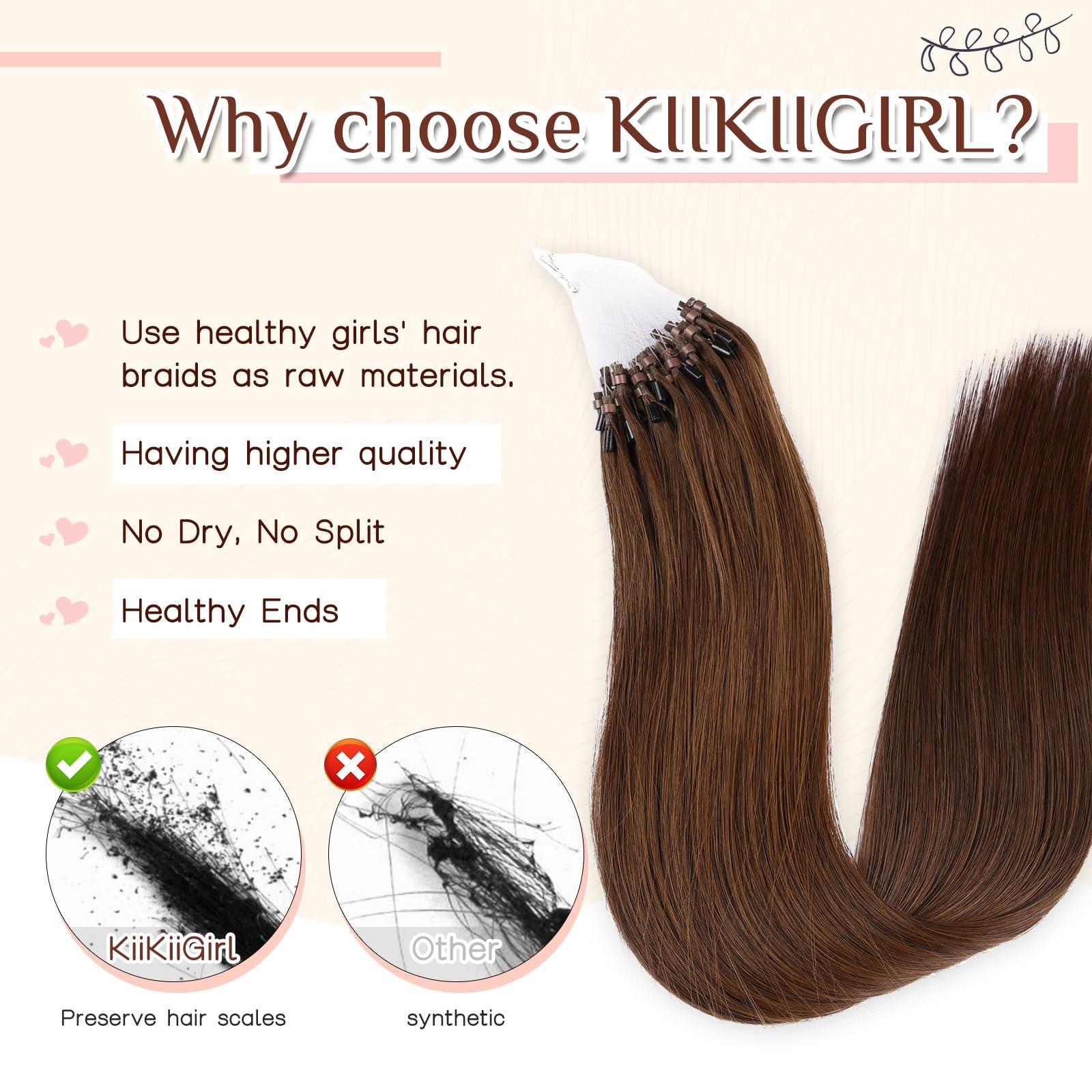 KiiKiiGirl KiiKiiGirl microlinks hair extensions human hair - 16inch micro link hair extensions human hair micro link extensions micro links hair extensions human hair #4 Chocolate Brown 30G/Pack