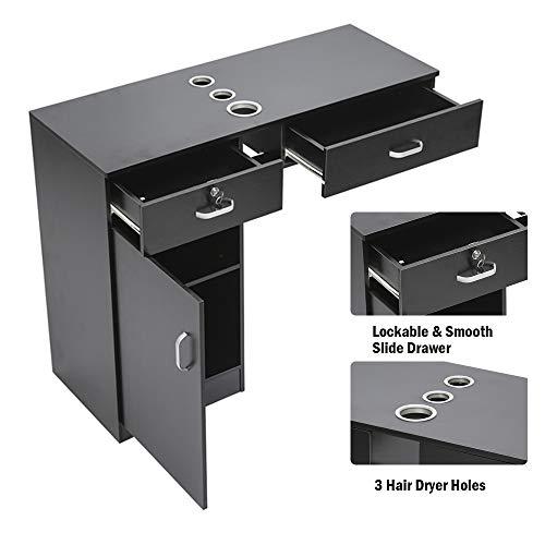 Henf Henf Locking Wall Mount Hair Styling Barber Station with 2 Drawers and 1 Cabinet 3 Hairdryer Stylist Equipment Salon Cabinet Holder Storage Beauty Salon Spa Equipment(Style-2)