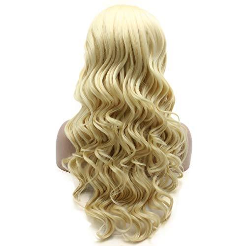 Lushy Lushy Wavy Long 24inch Light Blonde Wig Heat Resistant Heavy Density Realistic Synthetic Lace Front Wig