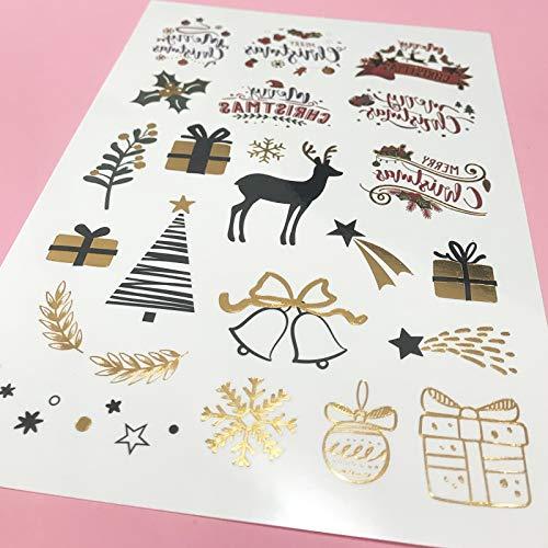 EVERJOY Everjoy Metallic Christmas Decorations Temporary Tattoos - 100+ Glitter Tattoo Designs, Merry Christmas Party Favors, Santa Claus, Snowflake, Mistletoe, Christmas Eve Gifts for Kids and Adults