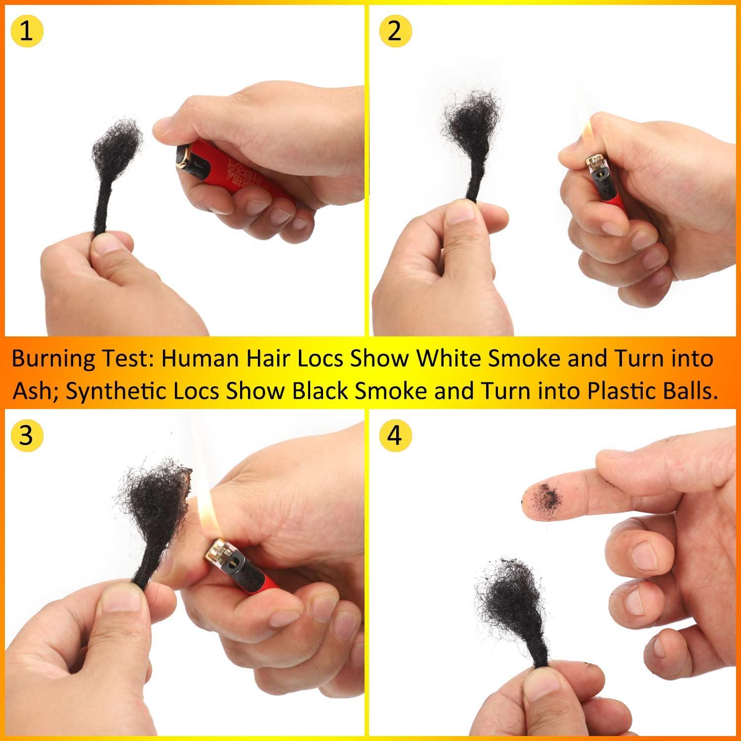 LIKIMIYA Loc Extensions Human Hair Dreadlock Extensions Human Hair Loc Extensions Dreads Extensions for Men Women Kids Real Human Hair Locs Handmade Permanent Locs 0.4 cm 8 Inch (1B 20 Locs, T30 10 Locs)