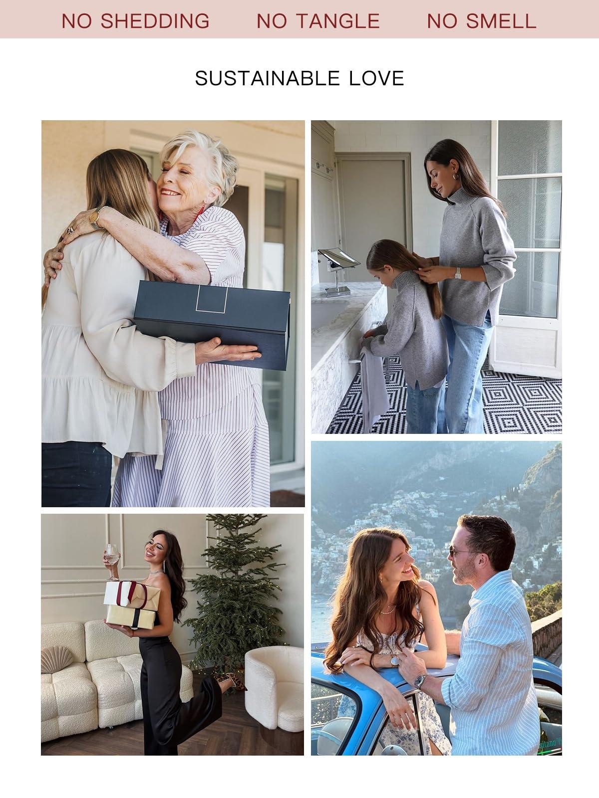 Loveline Loveline Clip In Hair Extensions 22 Inch Human Hair Clip in Real Human Hair Extension for Women Jet Black 120g 7 Pieces Per Set