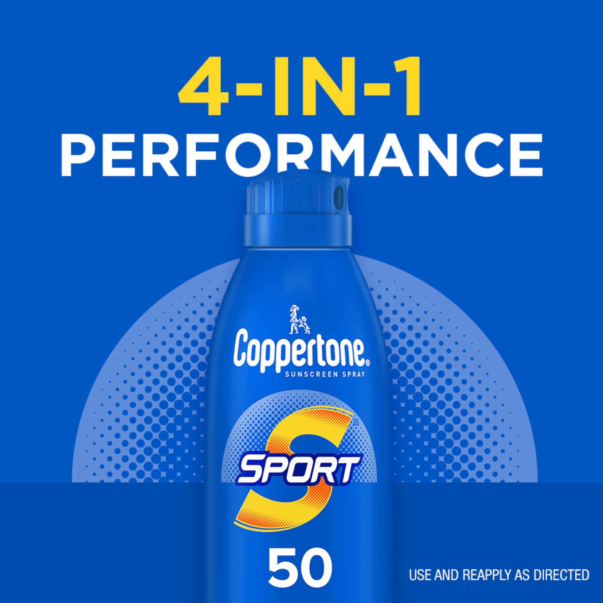 Coppertone Coppertone Sport Sunscreen Spray SPF 50, Water Resistant Spray Sunscreen Pack, 5.5 Oz, Pack of 2 (Packaging May Vary)