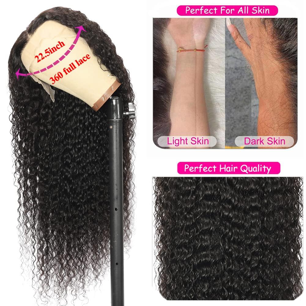 Healthair Healthair Deep Wave Lace Front Wig 360 Lace Front Wigs Human Hair Pre Plucked Human Hair Wigs for Black Women(16inch, Deep 360 Wig)