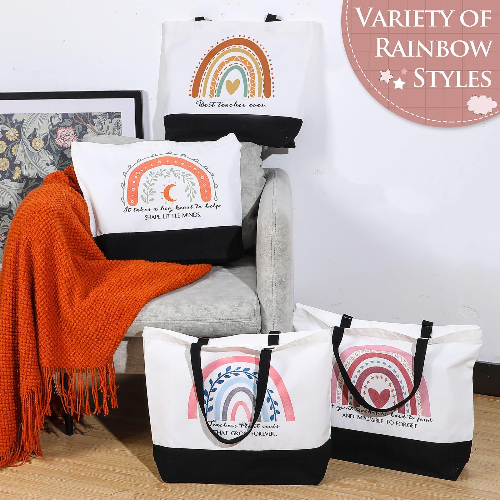 Kajaia Kajaia Teacher Gift Tote Bag Employee Appreciation Gift Bulk Cosmetic Bag for Nurse Team Coworker Hr(Rainbow)