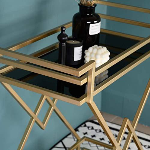 YGCBL YGCBL Multifunction Portable Hand Trucks,2-Tier Rolling Service Cart - Kitchen Hotel BarBathroom Trolley -Wrought Iron Metal Kitchen Bathroom Shelf - Multi-Function Practical Display Shelf - Gold