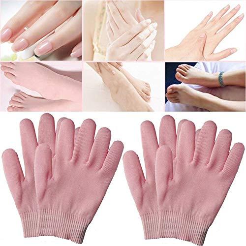 AnHua AnHua 1 Pair Gel SPA Moisturizing Gloves Soft Cotton Moisturizing Whitening Exfoliating Foot Mask Smooth Skin Care Dry Treatment (Pink)