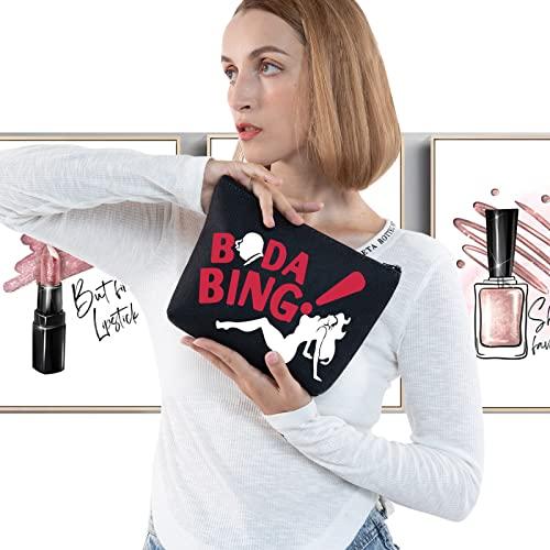 LEVLO LEVLO Sopranos TV Show Cosmetic Make Up Bag Tony and Carmela FansGift Bada Bing Sopranos Makeup Zipper Pouch Bag For Friend Family (Bada Bing Black)