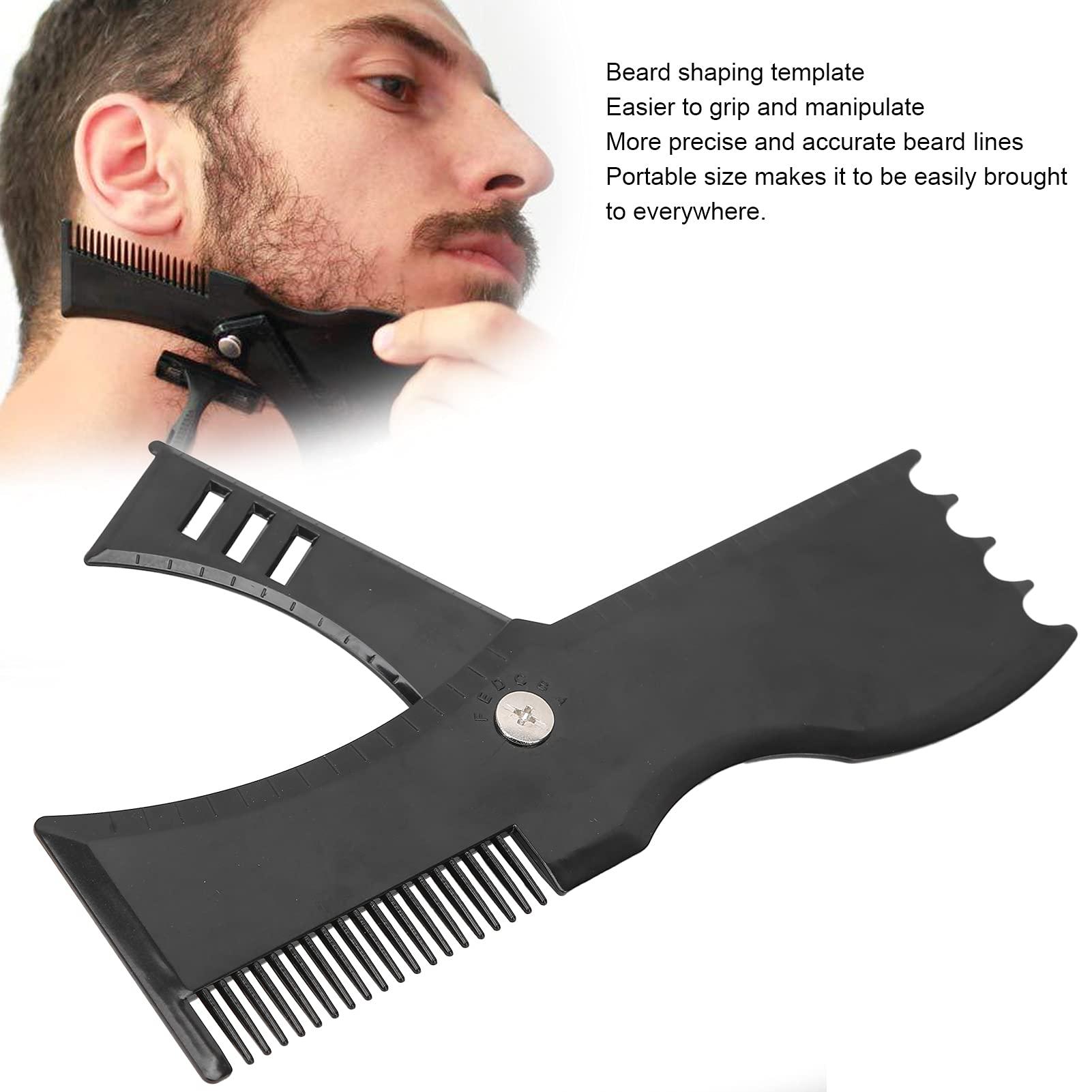 TITA-DONG Men\'s Beard Shaping Template Rotated Beard Styling Tool With Inbuilt Comb, Beard Shaper Neckline Guide for Goatee Mustache Sideburns, Jaw Cheek, Neck Line, Symmetric,Curve, Step Cut
