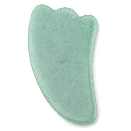 fengshuisale Feng Shui Gua Sha Scraping Massage Tool, Natural Rose Quartz/Green Aventurine Wing-shape Guasha Board Traditional Scraper Tool W3415 (green)