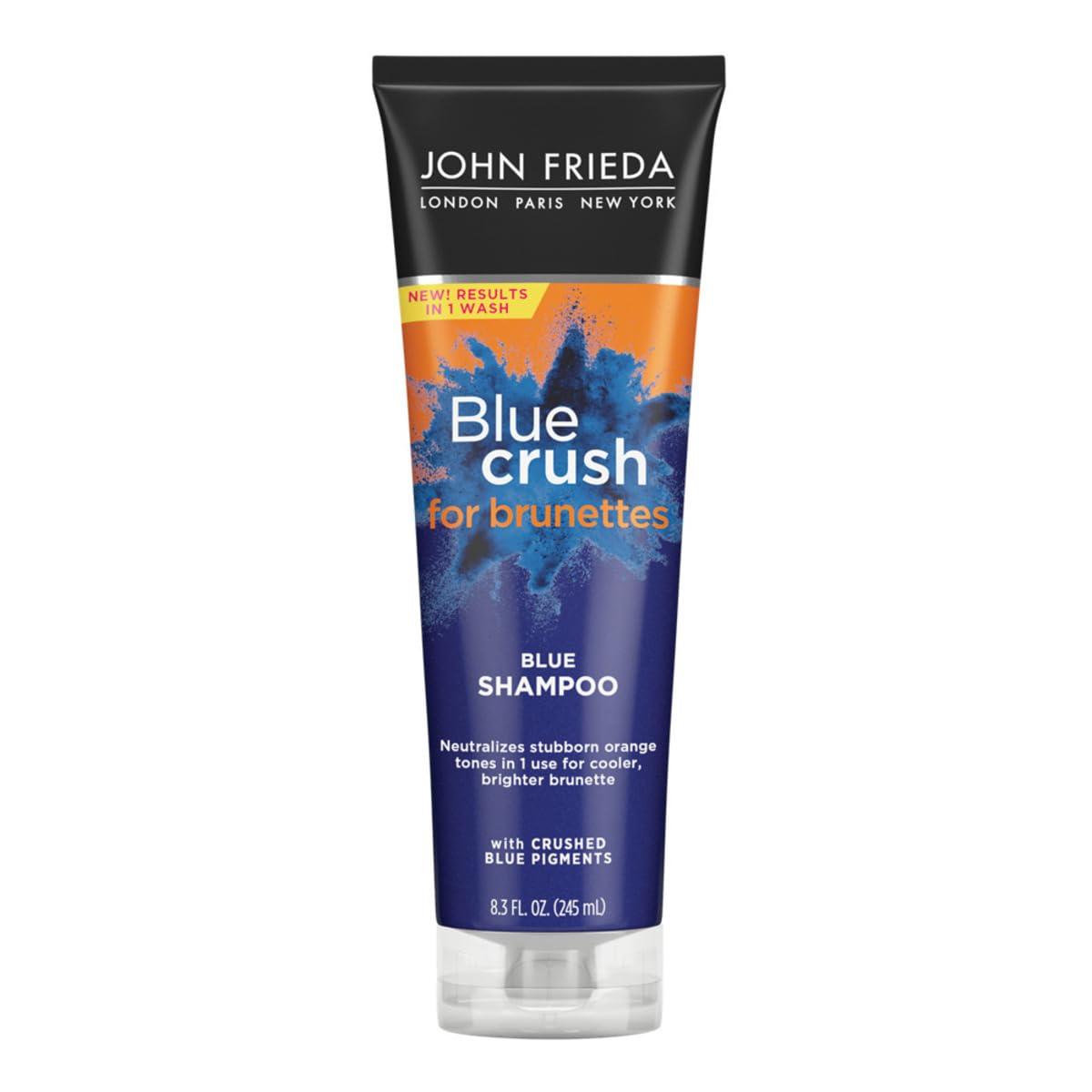 John Frieda John Frieda Blue Crush Conditioner, Toning Shampoo for Brunette Hair, Nourishes Color-Treated and Natural Hair, Blue Pigments for Vibrant, Cool-Toned Brunette Hair by Reducing Orange Tones, 8.3 Oz