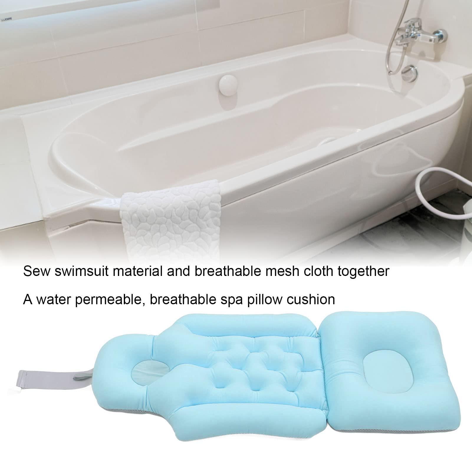 Wttfc 2Pcs Bathtub Cushion, Full Body Spa Bath Pillow Cushion, Soft Breathable Folding Bathtub Cushion Mattress, Comfort Head Rest and Back & Tailbone Support