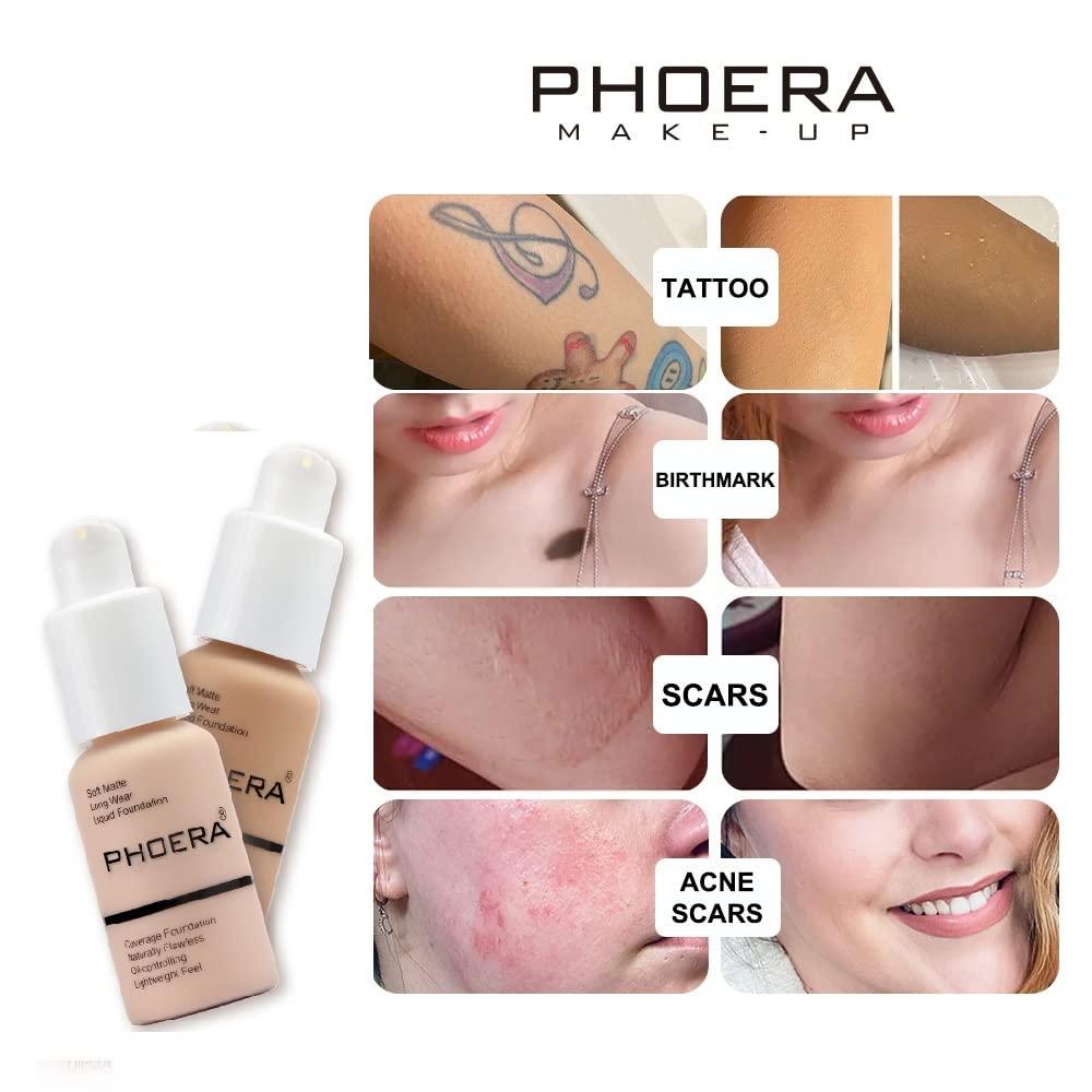 Phoera Phoera Full Coverage Foundation Soft Matte Oil Control Concealer 30ml Flawless Cream Smooth Long Lasting (103 WARM PEACH)