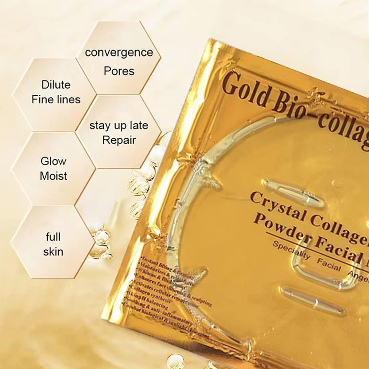 AM99 Gold Gel Collagen Facial Masks - 24K Gold Firming Face Mask -Gold Face Mask(5 pc) -Vegan Gold Facial Mask -Anti Aging, Puffiness, Moisturizing, Deep Tissue Rejuvenation and Hydrates Skin