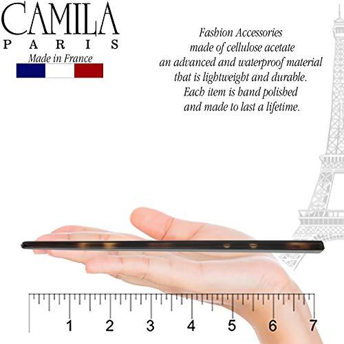 Camila Camila Paris AD28/2 French Twist Stick Hair Pin, Set of 2 Tortoise Shell, Girls Chopsticks Hair Pins for Girls Spiral Updo Chignon Bun Holder, Styling Hair Accessories for Women, Made in France