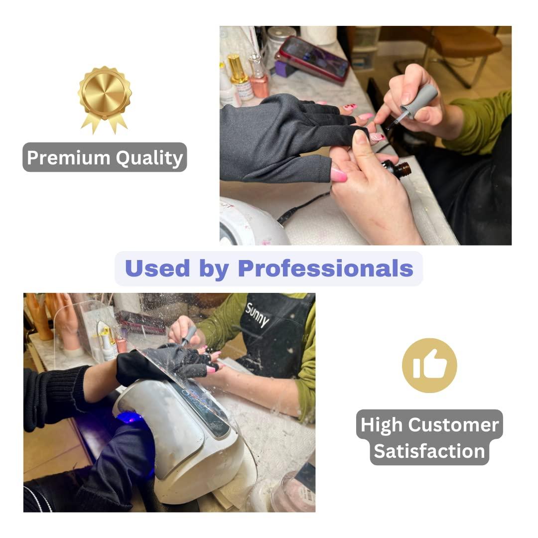 Generic Premium UV Gloves for Gel Manicure Nail Lamps, Anti UV Skincare, UV Light Protection Fingerless Gloves, Protect Hands from Harmful UV Sun Rays (Black)