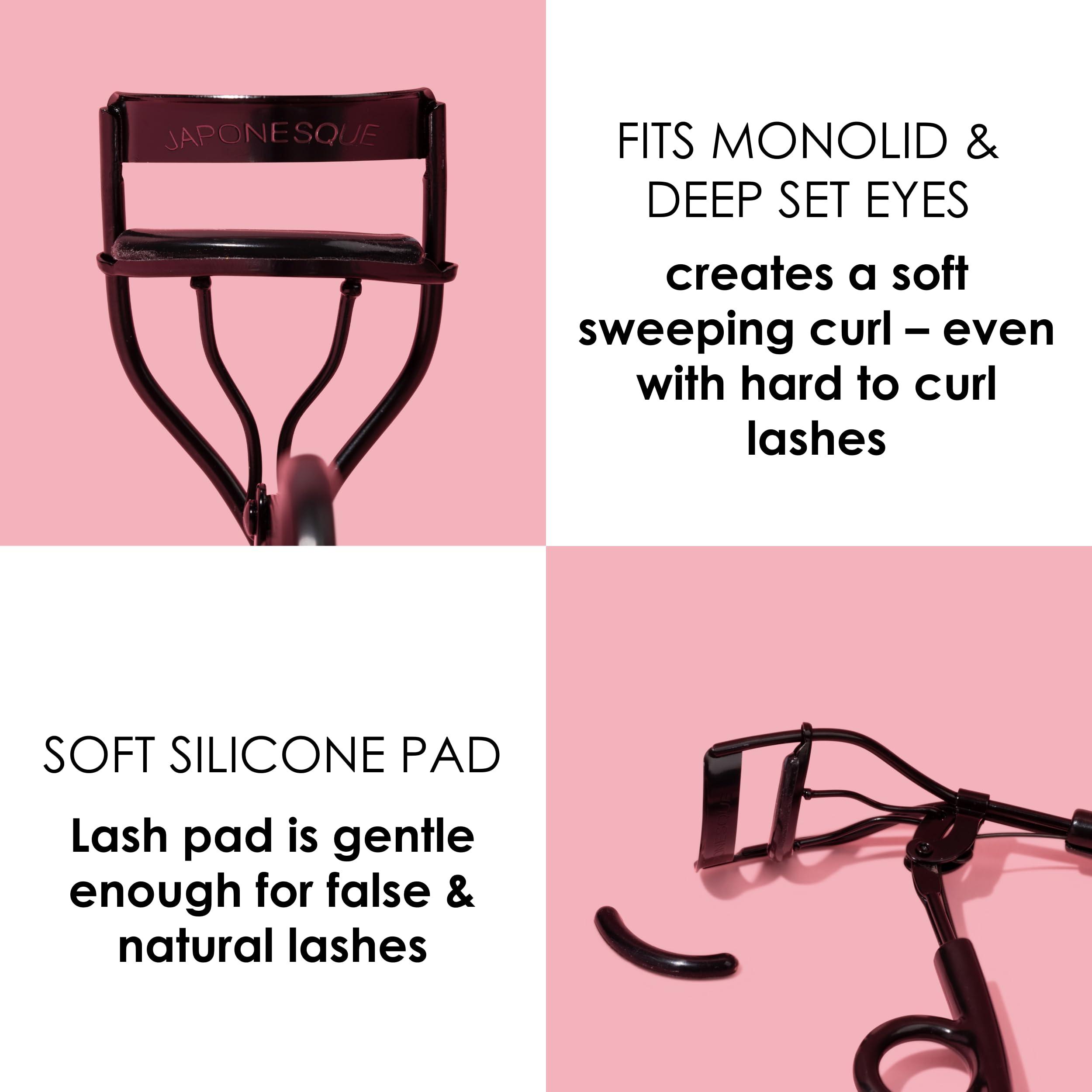 JAPONESQUE JAPONESQUE Pro Performance Lash Curler with Natural Arch for Sweeping Volume on Natural or False Lashes, Holds Curl for up to 8 Hours, Includes 1 Refill Pad