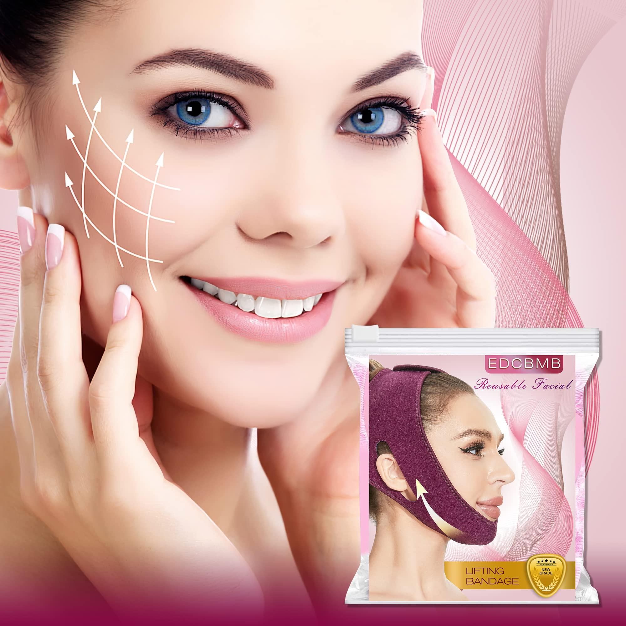 EDCBMB Double Chin Reducer,Face Slimming Strap,V line Lifting Mask,Eliminator, Remover,Tape,V Shaped Belt Facial for Women and Men,Reusable Strap for sleeping jawline Jaw Exerciser EDCBMB