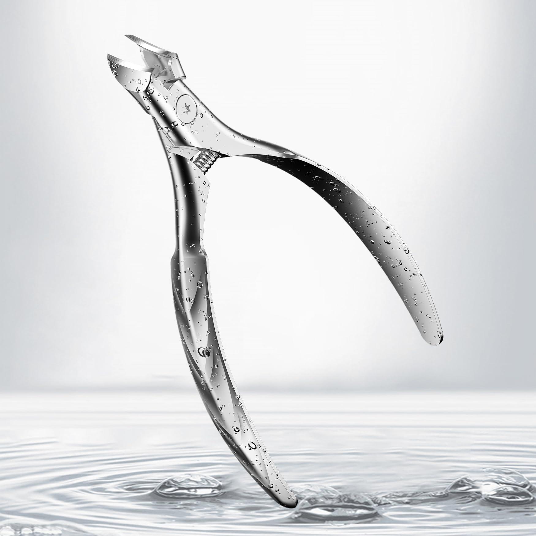 FERYES FERYES Wide Jaw Thick Toenail Clippers Thick Toenails - Precision Stainless Steel Toe Nail Clippers for Thick Nails for Seniors with Catcher - Silver