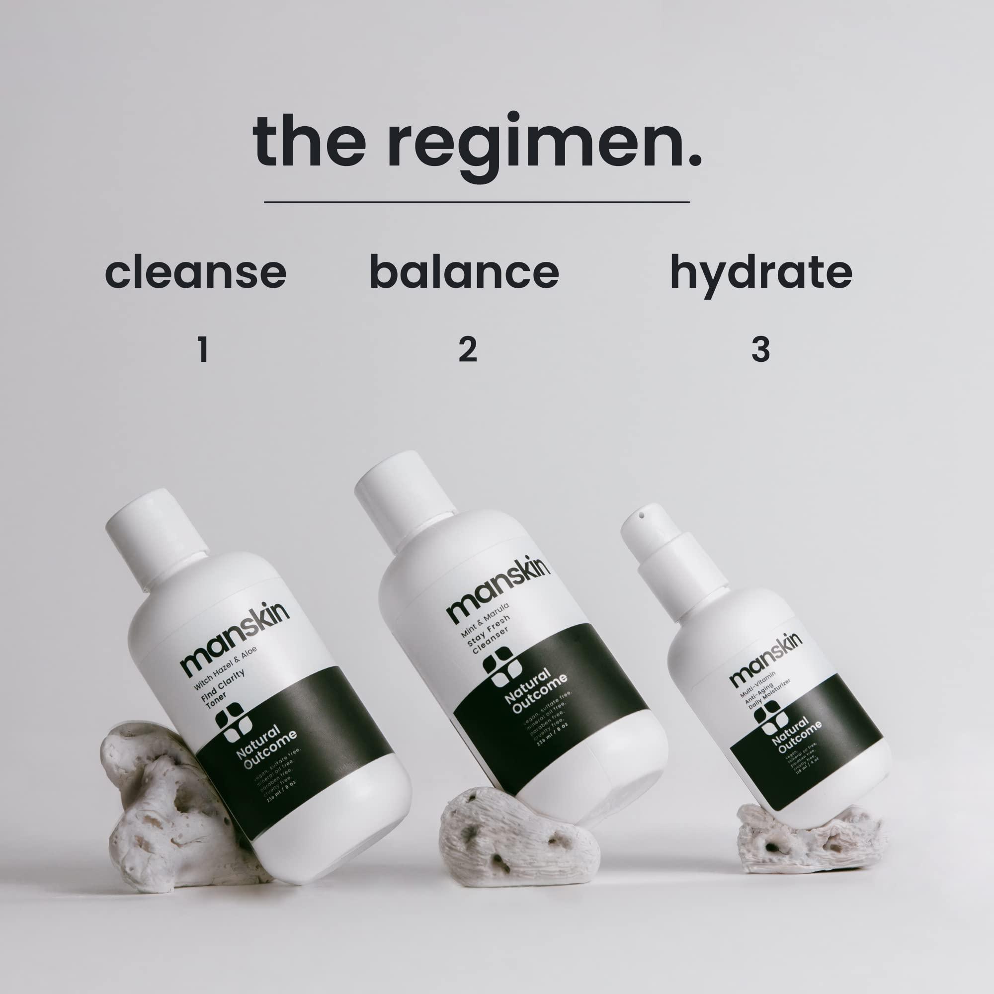 natural outcome Natural Outcome Mens Skin Care Kit | Mens Facial Care Kit for Men Skincare | Anti-Aging Daily 3 Step Face Care Regimen Includes: Rejuvenating Facial Cleanser, Balancing Toner, & Hydrating Moisturizer