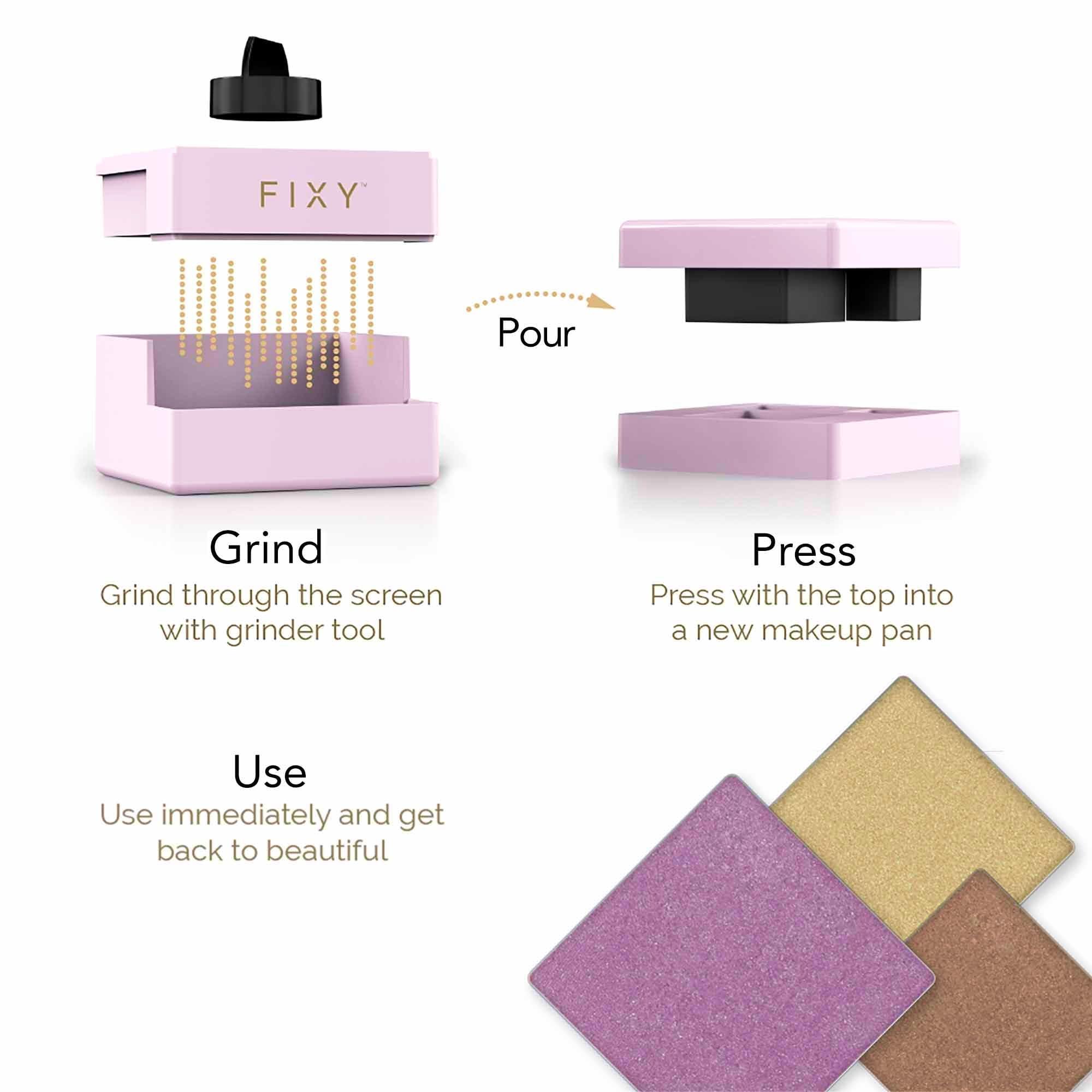 FIXY FIXY Makeup Repair Kit - Repressing tool for Eyeshadows, Blush & Highlighter or Depot | Organize Makeup Square Pans in Makeup Palette with Mirror | Makeup Artist Must Haves