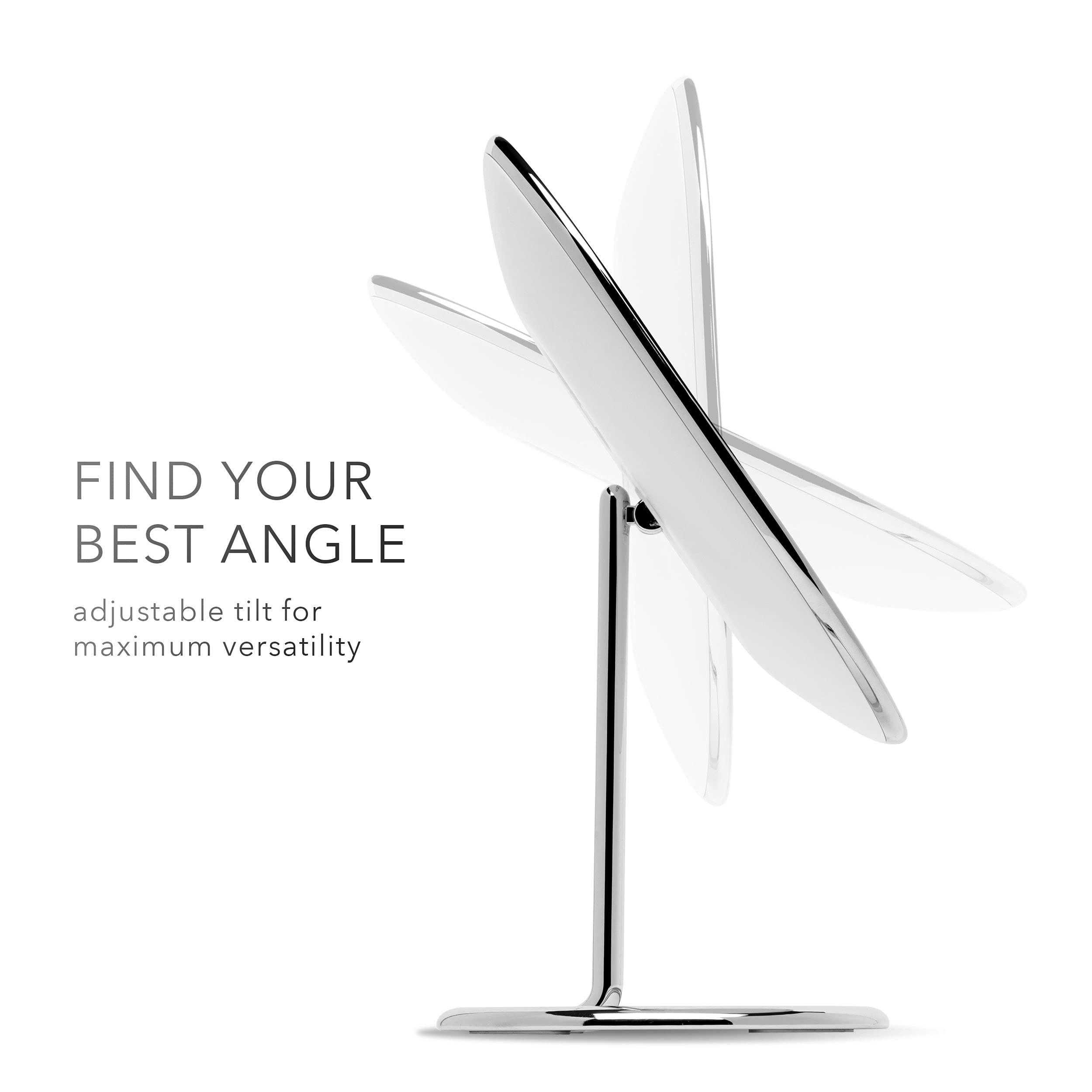 Fancii Fancii Vera LED Lighted Vanity Makeup Mirror, Rechargeable - Cordless Illuminated Cosmetic Mirror with 3 Dimmable Light Settings, Dual Magnification (Chrome)