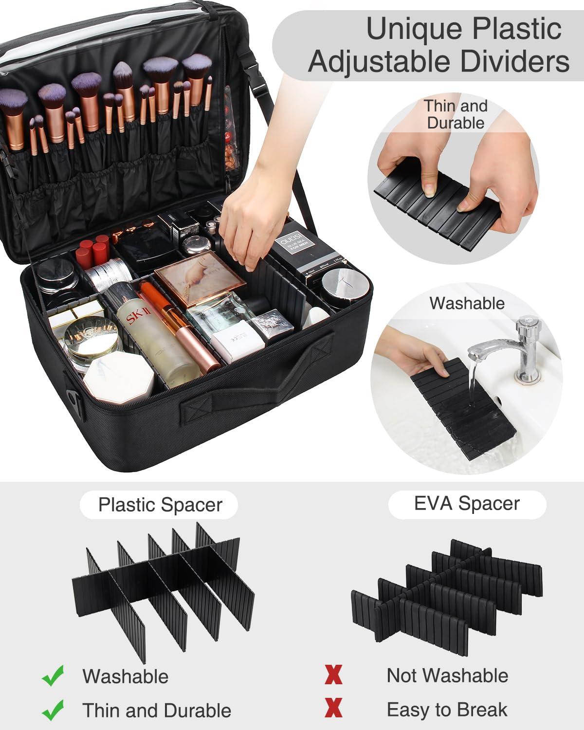 Relavel Relavel Hairstylist Rolling Case with Extra Large Makeup Case with Plastic Dividers, Hairstylist Traveling Bag with 4 Wheels, Heat Insulation Full Layer, Travel Makeup Train Case Makeup Artist Bag