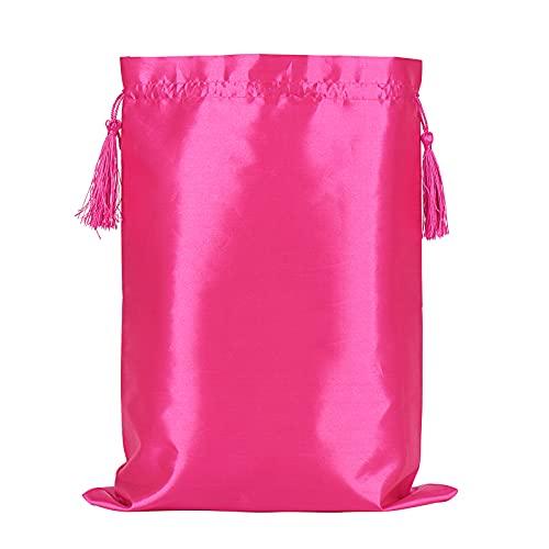 Yundxi Yundxi 10 Packs Wig Bags Satin Packaging Pouches Carrying Storage Bags with Drawstring for Wigs, Bundles,Hair Extensions,Tools, Business Gift Bags (Blank Rose red)
