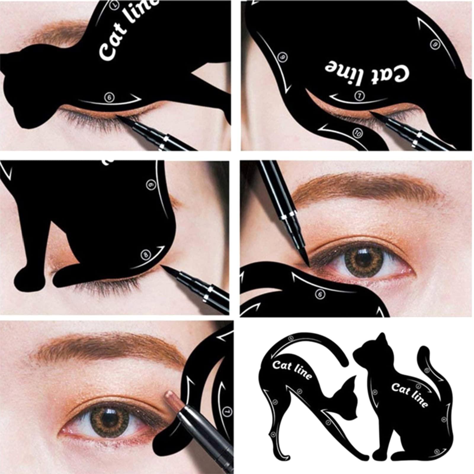 jklymm jklymm Cats Eyeliner Stencils Smoky Eyeshadow Applicators Template Plate Cats Eye Liner & Eye Guide Template Tools Eye Makeup Tools To Create Cat Eyes Liner Eye Makeup Tools And Accessory