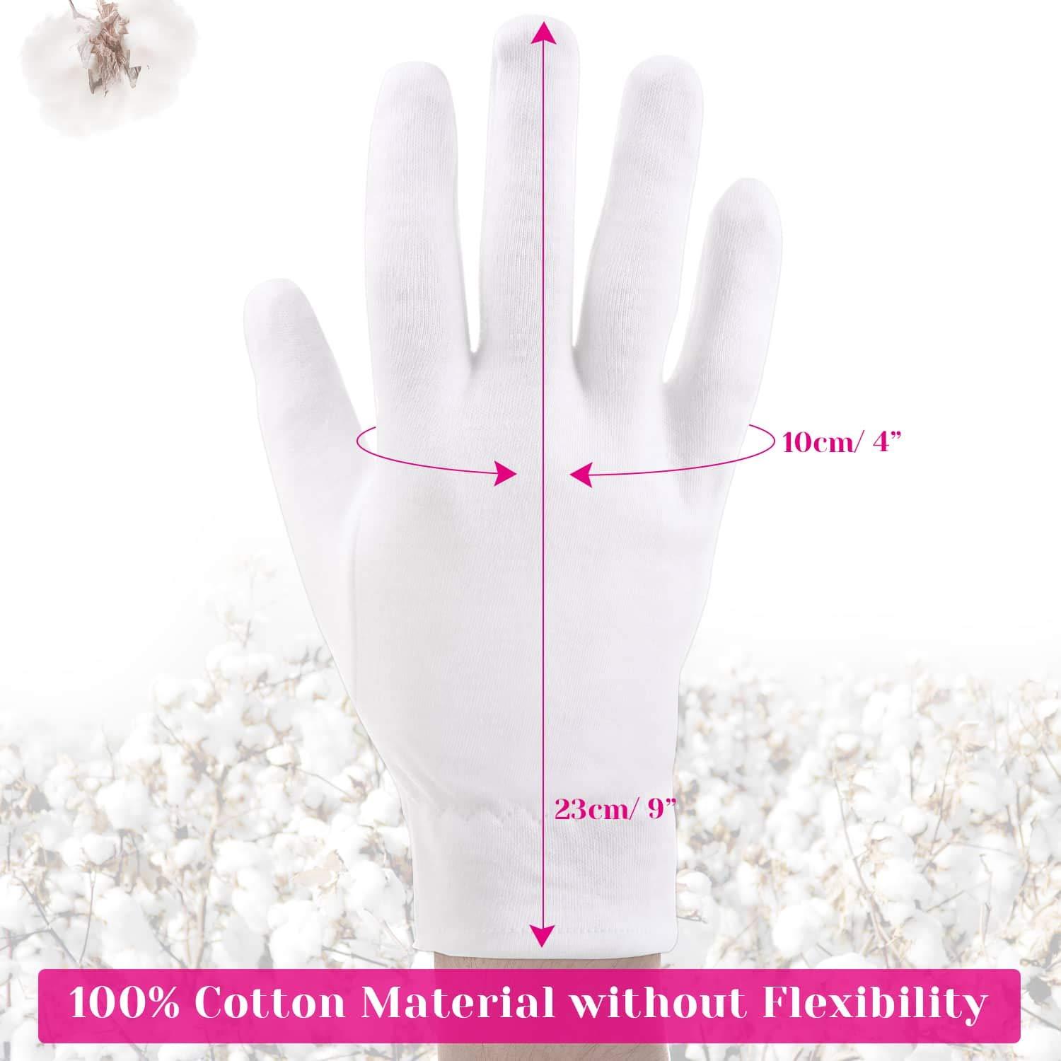 selizo 100 Percent Cotton Gloves for Dry Hands Eczema, Selizo 10 Pairs White Cotton Gloves for Women Dry Hands Moisturizing Cosmetic Sensitive Irritated Skin Spa