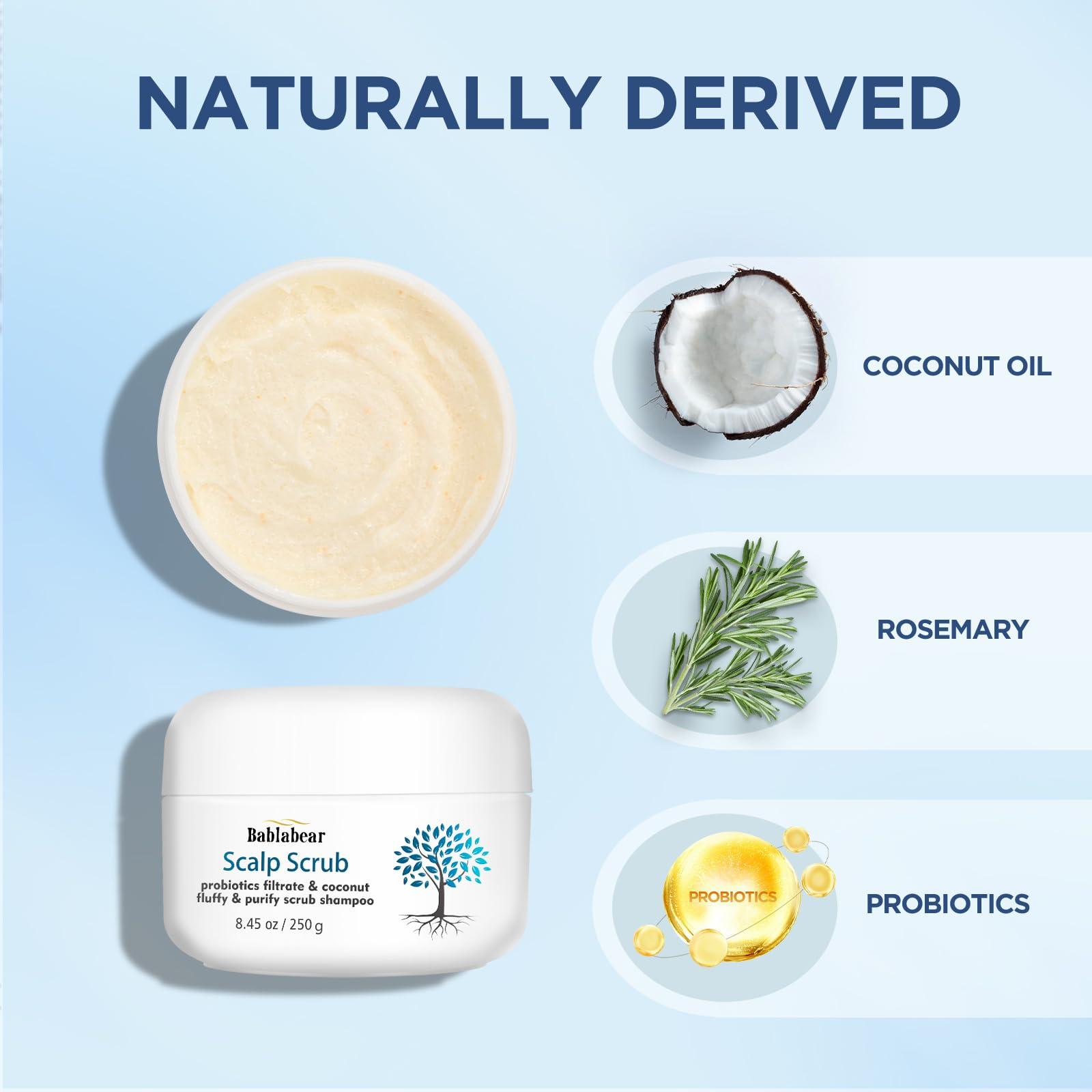 Bablabear Bablabear Scalp Exfoliator Scrub,Itchy Scalp Treatment for Dandruff,Hair Scrub, No Sulfate Hair Scrub To Soothe a Dry, Flaky,Scalp,Removes Buildup,Clarifying Shampoo With Scrubber