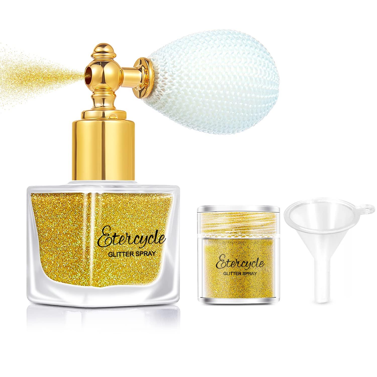 Etercycle Etercycle Gold Body Glitter Spray, Shimmering Spray Powder Sparkle Powder, Cosmetic Shimmer Makeup Glitter for Hair and Body Face Clothes Nail Art Craft Design Easter Christmas Halloween Crafts