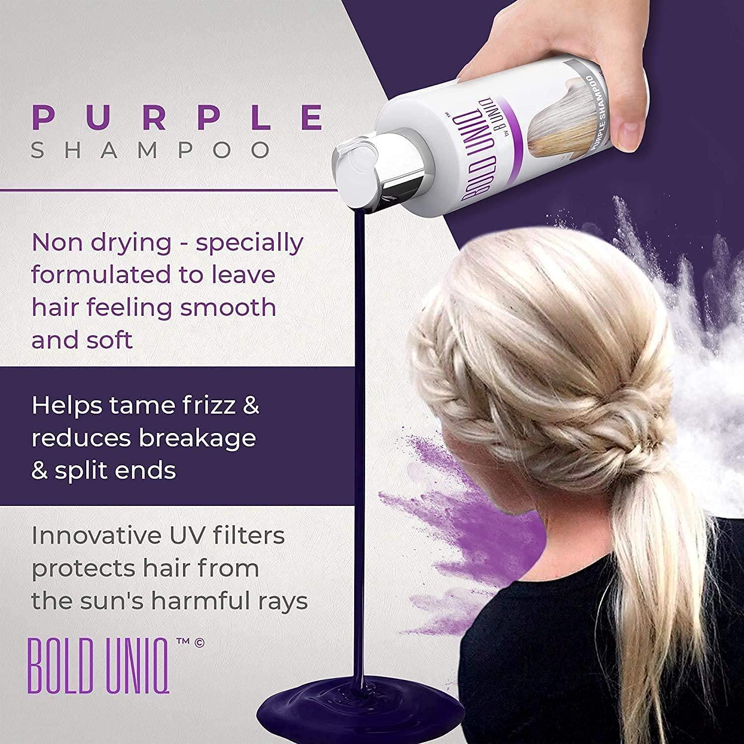 BOLD UNIQ Bold Uniq Purple Shampoo & Boldplex 3 Bond Repair Hair Treatment Bundle - Revitalizes Bleached, Damaged Hair. Eliminates Brassy Yellow Tones. Paraben & Sulfate-Free, Vegan & Cruelty-Free.