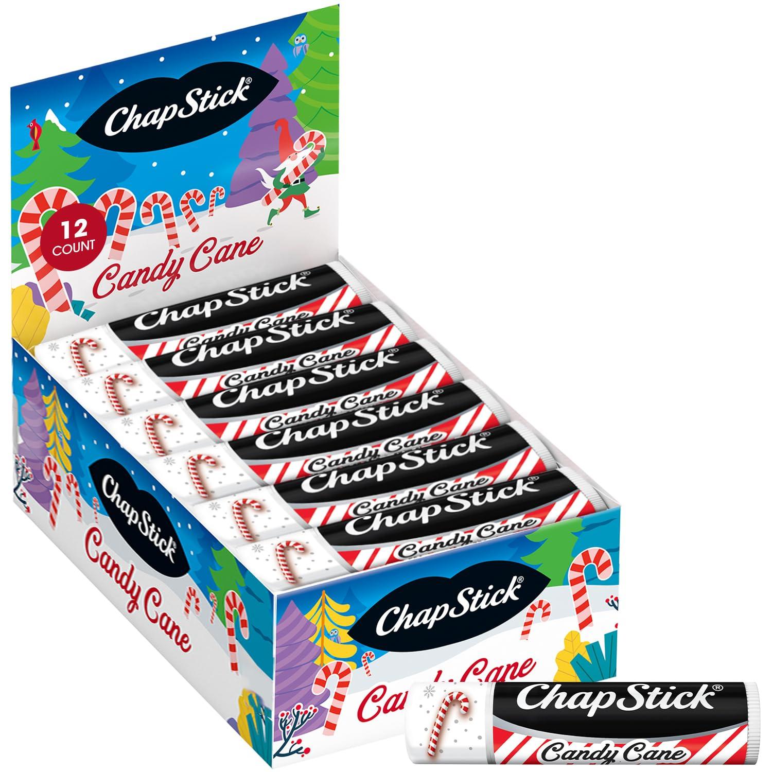 ChapStick ChapStick Bulk Lip Balm, Candy Cane, 12-Pack  Fresh & Minty Lip Moisturizer, Stocking Stuffer, 0.15 Oz Ea