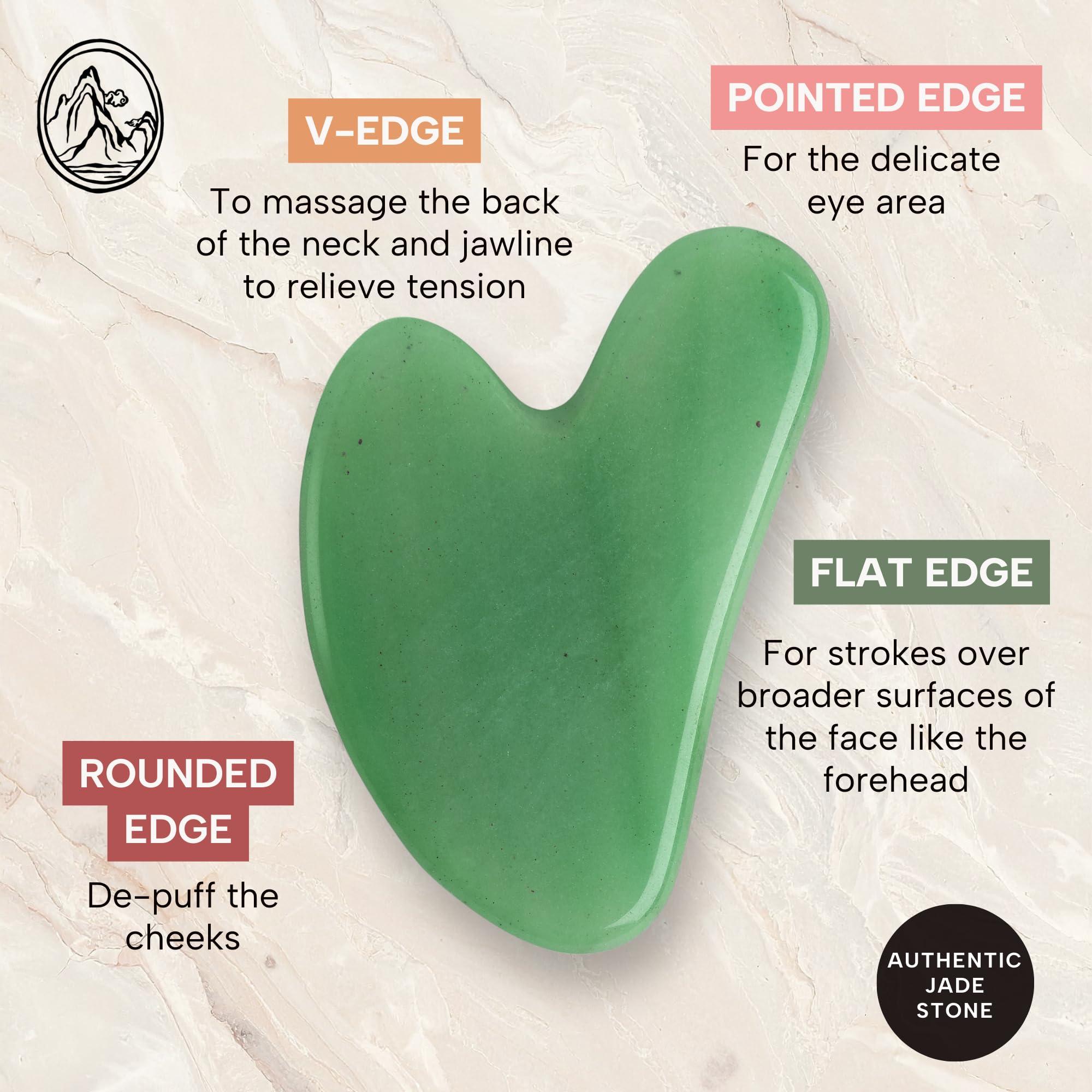 Mount Lai Mount Lai Jade Gua Sha Facial Tools, Face Sculpting Skin Care Guasha Tool for Face and Body, Self Care Facial Massager to Relieve Muscle Tension and Reduce Puffiness
