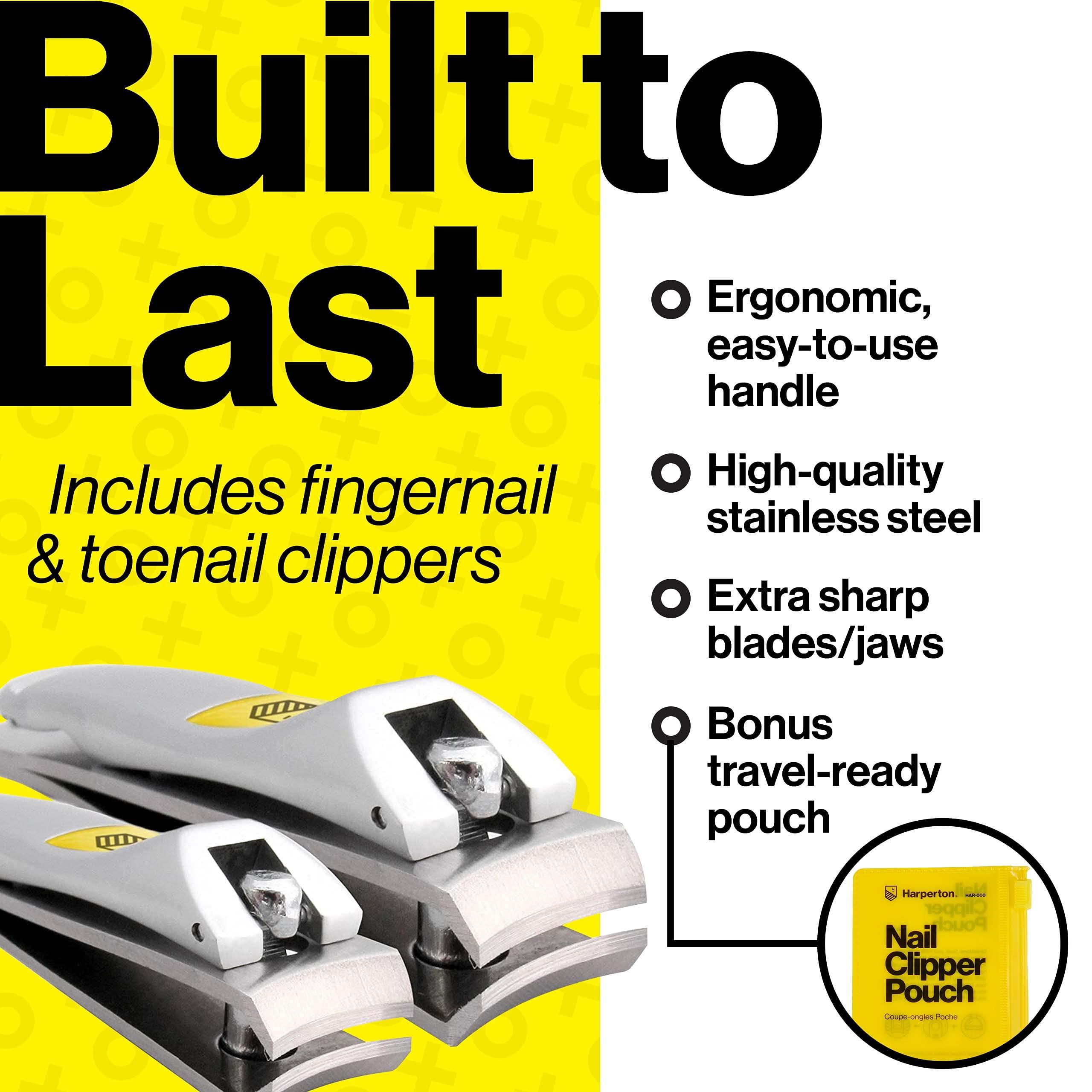 Harperton Nail Clippers Set - Ultra Sharp, Sturdy, Stainless Steel Fingernail & Toenail Clipper Cutters with Nail File - Silver