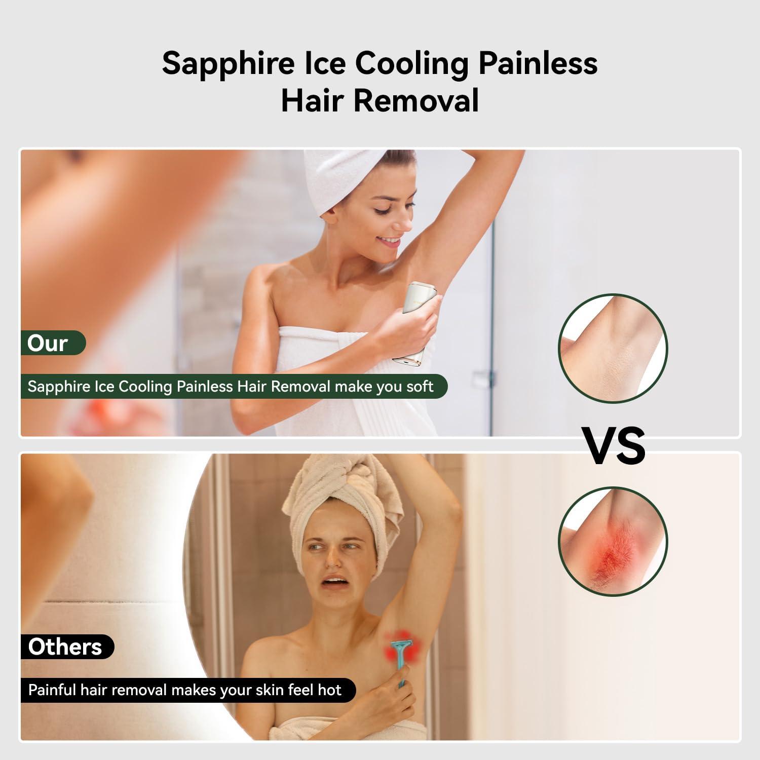 MEGELIN MEGELIN X PRO IPL Hair Removal for Women and Men, 21J Sapphire Cooling System Permanent Lase Hair Removal Device with Unlimited Flashes, Painless at-Home Remover for Facial Bikini Lines Legs Arms