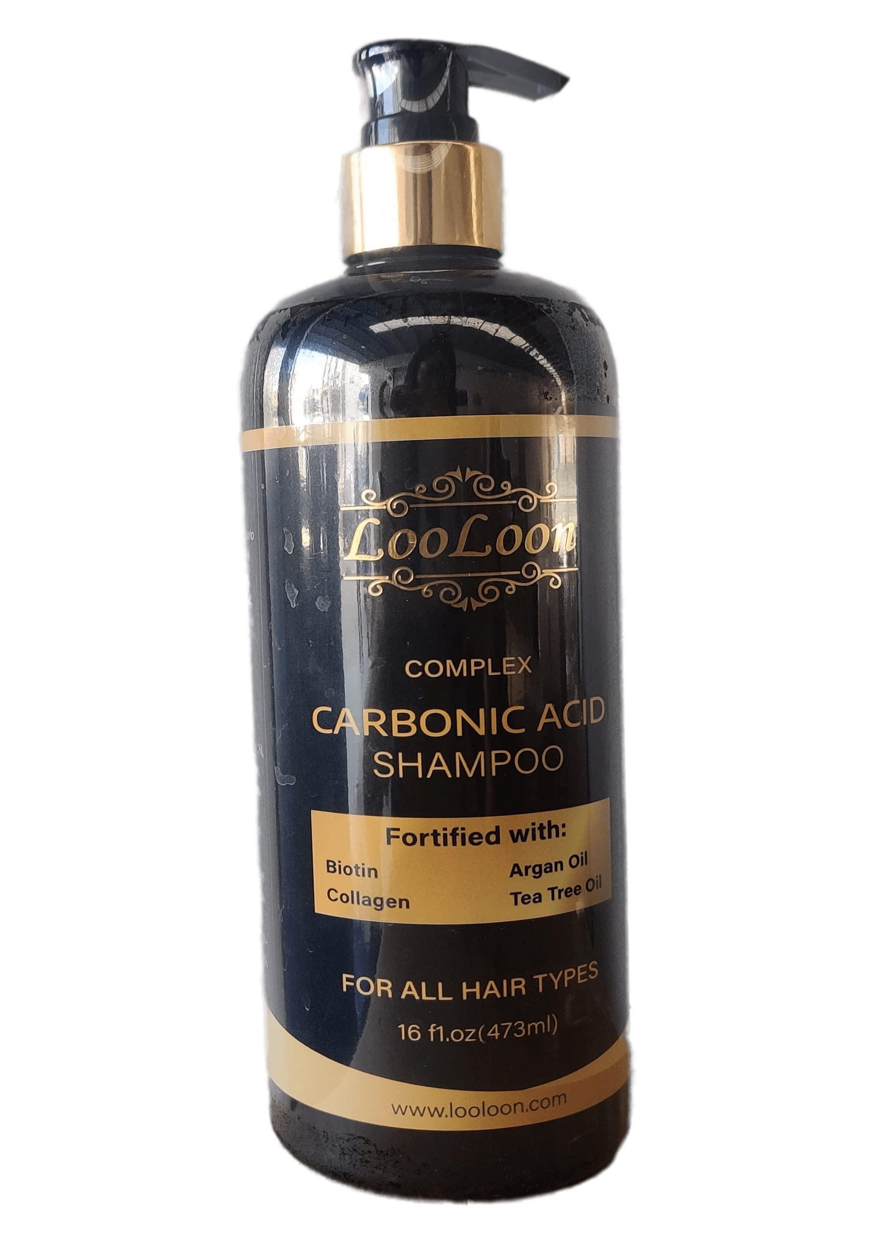 LooLoon Carbonic Acid Shampoo for Men and Women, 16.9 Oz X 2 Bottles: Carbonic Acid Shampoo for Hair Growth Fortified with Biotin, Collagen, Tea Tree Oil, and Argan Oil; Anti-hair Loss Carbonic Acid for Men and Women