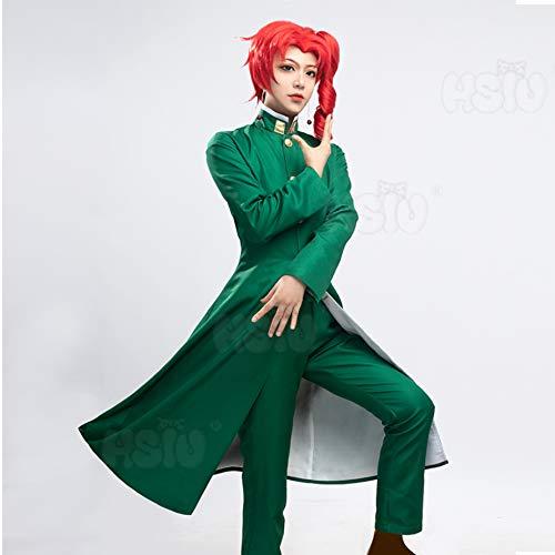 hsiu hsiu Anime JoJo's Bizarre Adventure Role wig Kakyoin Noriaki cosplay Wig Red curl high temperature fiber wig Cap (Men clothing-XL)