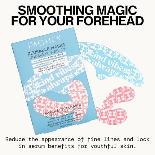 Pacifica Pacifica Reusable Mask Set  Silicone Undereye & Brow Mask Set for Forehead & Under Eye, Anti-Wrinkle, Firming, Pair with Serum, Vegan & Cruelty-Free, 3 Pieces