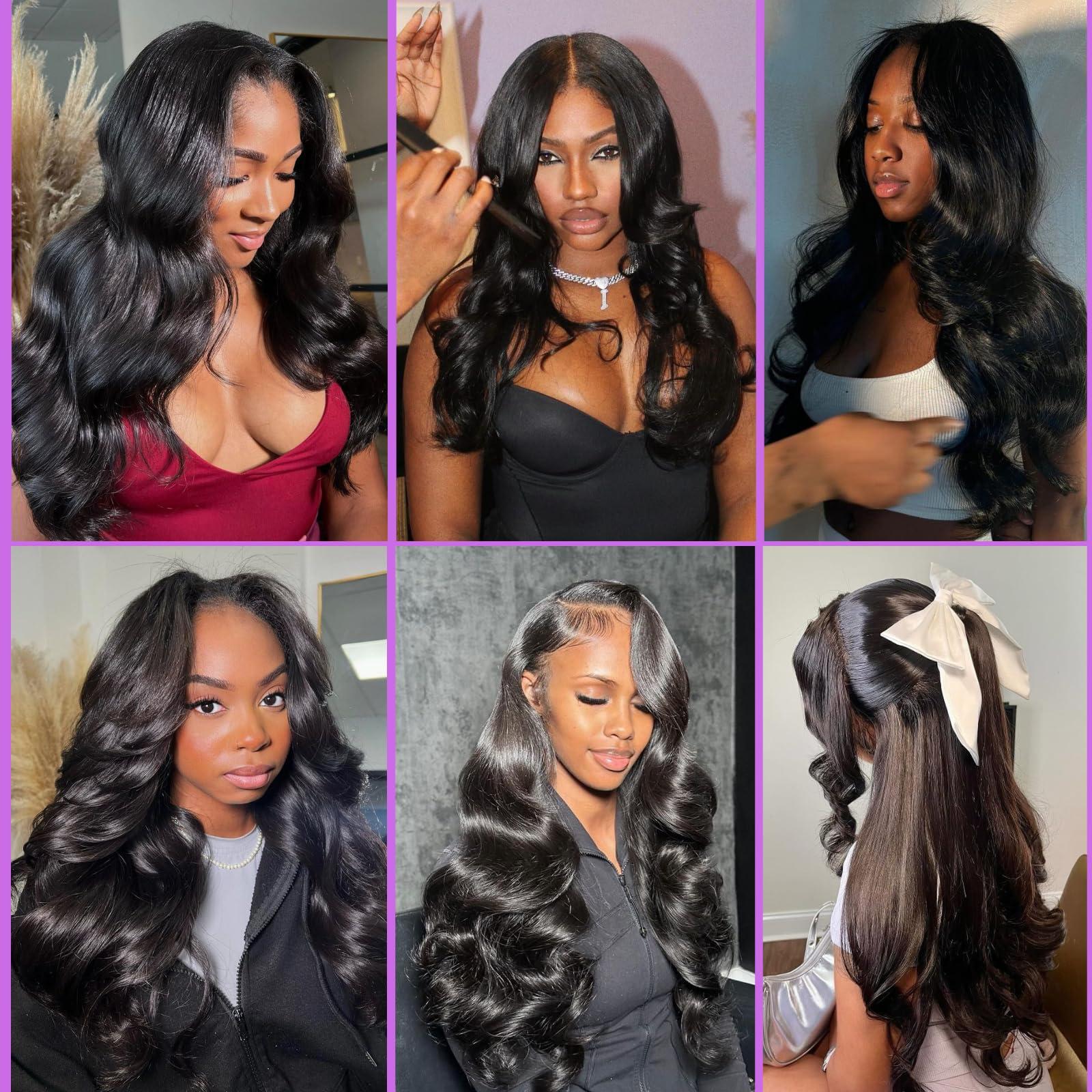 Vallbest Bundles Human Hair Body Wave 20 20 20 Inch 3 Bundles Human Hair 16A 100% Unprocessed Brazilain Virgin Hair Bundles Body Wave Human Hair Extensions Natural Black