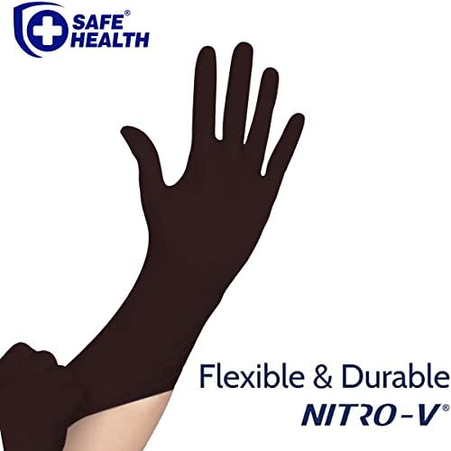 Safe Health Safe Health NITRO-V Nitile-Vinyl Synthetic Black Disposable Gloves, Latex Free, Powder Free, Case of 1000, Large, Tattoo, Salon, Hair Studio, Food, Service, Housework