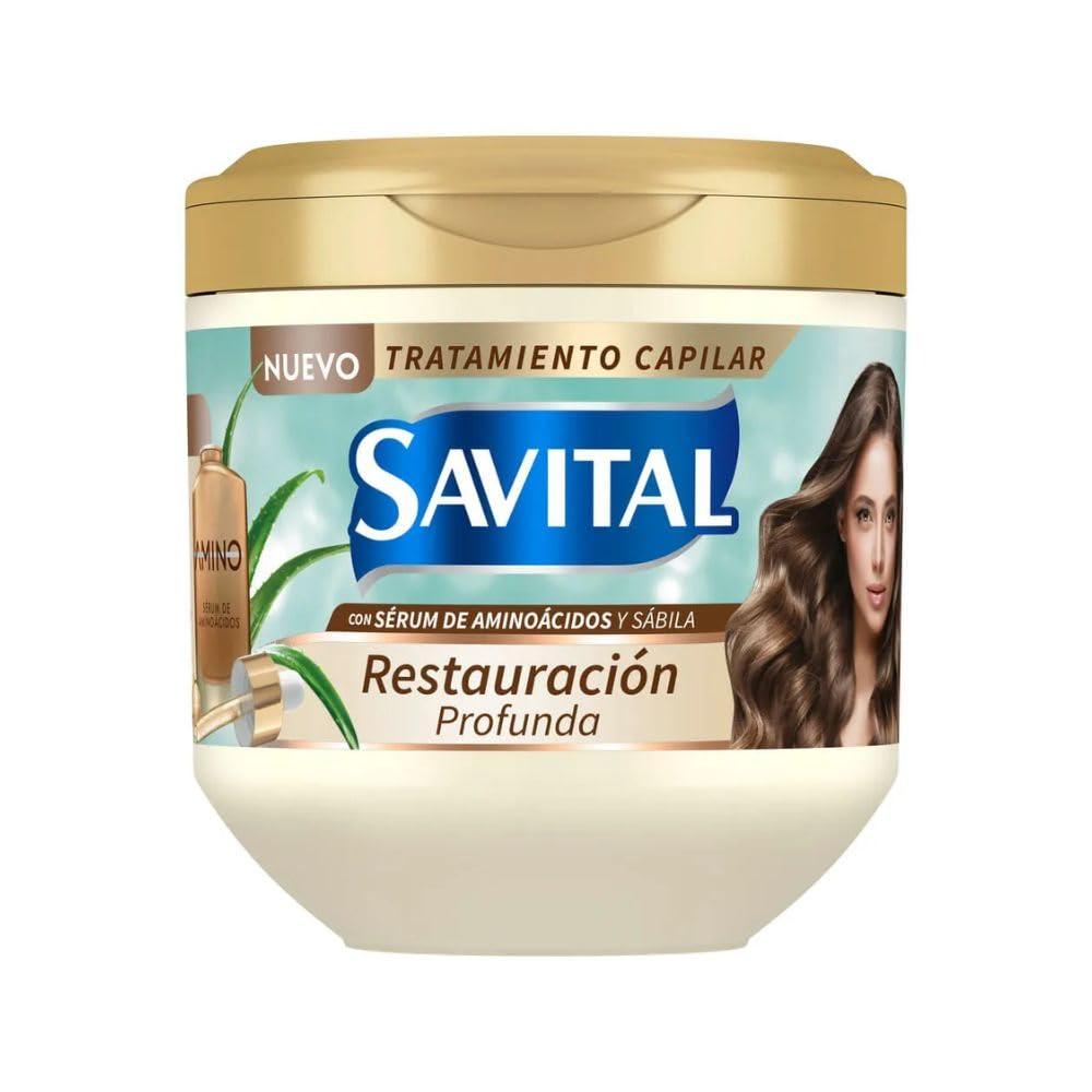 RUUFE Savital Shampoo Colombiano (4 Pack) Savital Shampoo Serum de Aminoacidos y Sabila, Savital Acondicionador Aminoacidos, Savital Crema para peinar y Savital Tratamiento de Aminoacidos y Sabila