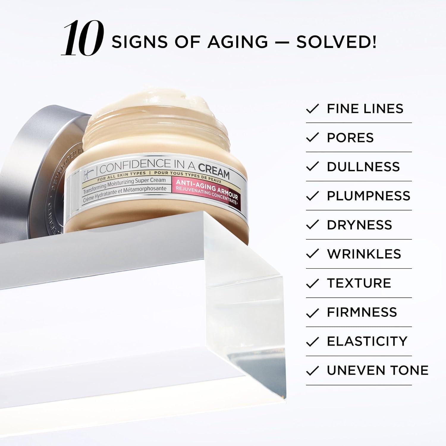 IT Cosmetics IT Cosmetics Confidence in a Cream Full Size - Hydrating & Anti Aging Face Moisturizer, Visibly Reduces Fine Lines, Wrinkles & Signs of Aging, Repairs Skin Barrier, With Squalane & Ceramides - 2 fl oz