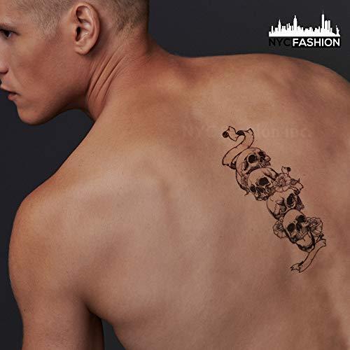 BETTERLINE 9 Large Cool Temporary Tattoos - For Men, Adults and Teens - Skull, Elephant, Eyes and More Body Art - Tattoos for Arms Legs Shoulders or Back