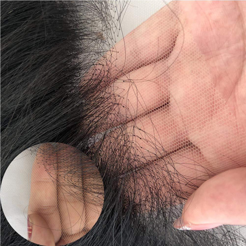 Nicewig Hair 13x4 Natural Wave Curly HD Transparent Lace Full Lace Frontal Closure Free Part Brazilian Virgin Hair Bleach Knots Bleached Hairline with Baby Hair Natural Color