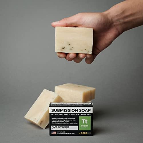 Gold BJJ Premium Tea Tree Oil Soap - USA Made Bar Soap for BJJ, Jiu Jitsu, Wrestling, and Grappling (Single 4 Ounce Soap Bar, Classic Tea Tree)