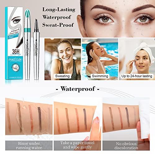 OETUIOW Eyebrow Pencil Eyebrow Microblading Pen - Eye Makeup Eyebrow Pen Micro 4 Point Brow Pen Lift & Snatch Eyebrow Microblading Pen Long-Lasting Waterproof Natural Eyebrow Hair (Black)