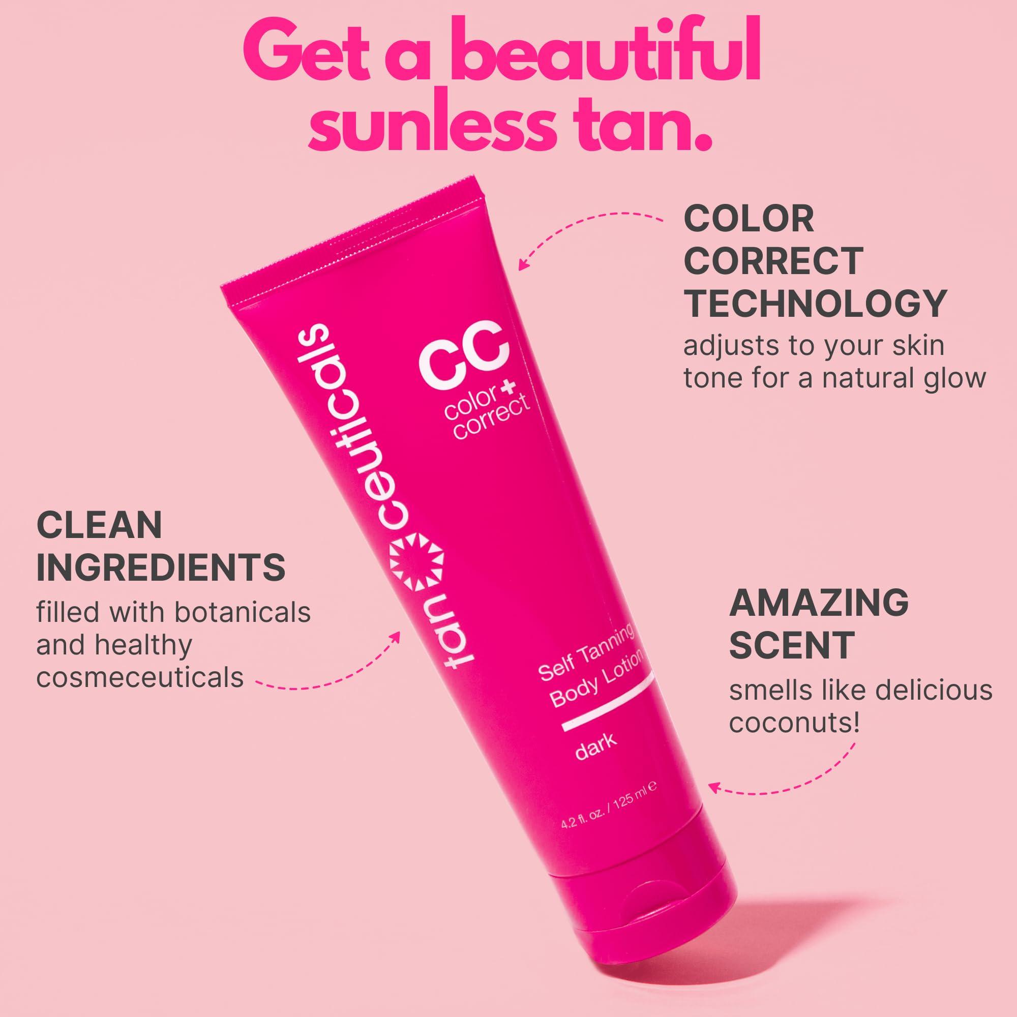 Tanceuticals Tanceuticals Self Tanner - Dark Self Tanning Lotion for Body - Gives Natural Looking & Long Lasting Sunless Tan  Quick Fake Tan, Bronze Glow - Fresh Coconut Scent & Healthy Ingredients (Dark)