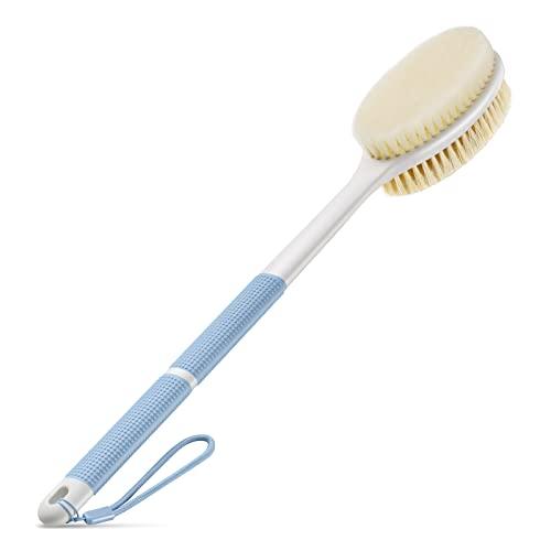 Backski Backski Back Scrubber Anti Slip for Shower,Shower Brush Long Handle with Stiff and Soft Bristles,Body Exfoliator for Bath or Dry Brush(Blue)